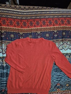 Talbots Coral Red Knit Crew Sweater